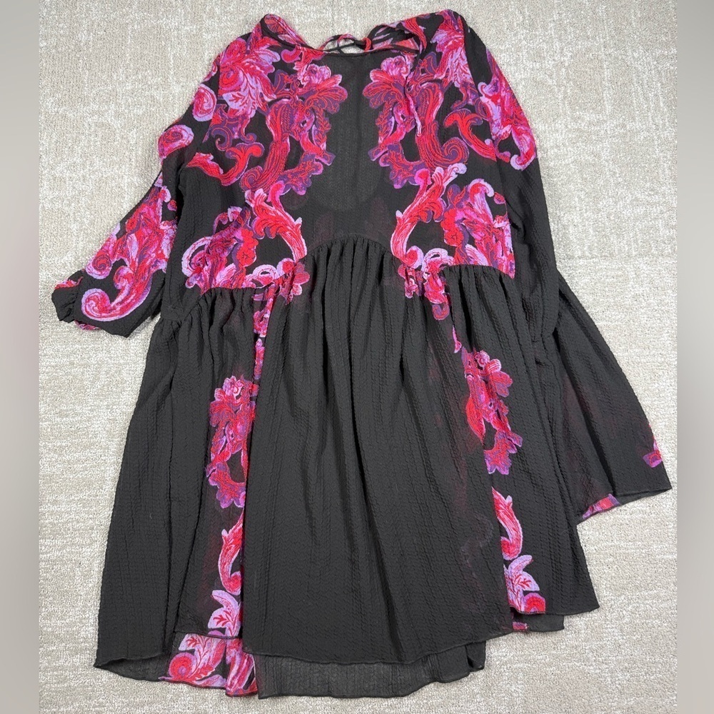 Intimately Free People Printed Black Pink Tunic Mini Top Dress READ BELOW - Picture 2 of 7